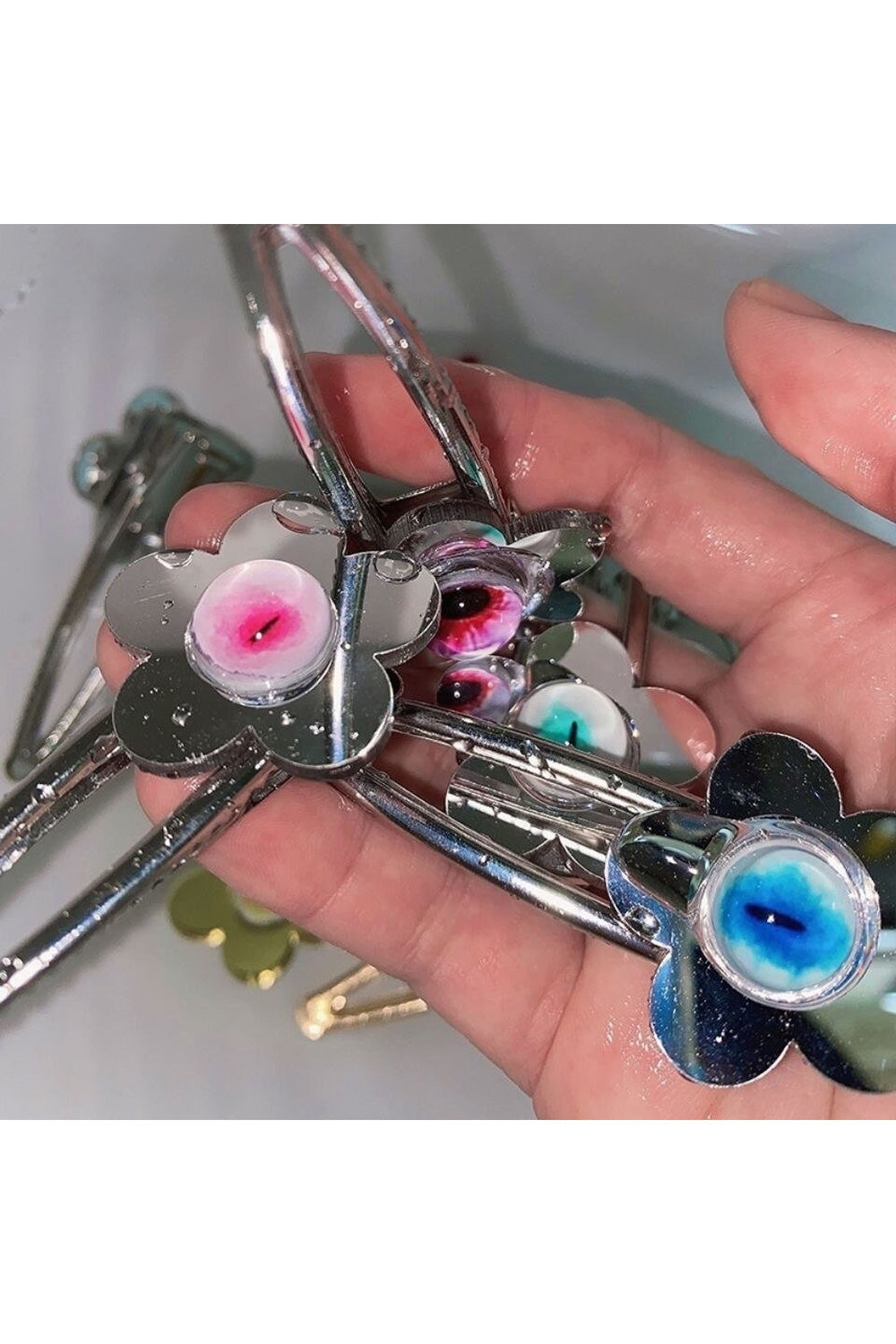 Weirdcore Acrylic Eyes Flower Hair Clip