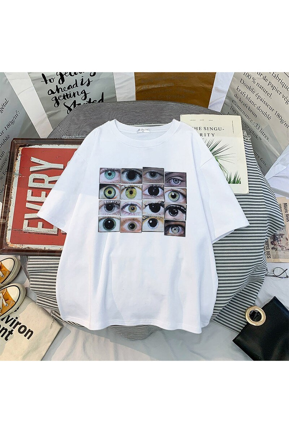 Weirdcore Aesthetic Eyes Print T-Shirt