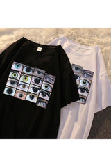 Weirdcore Aesthetic Eyes Print T-Shirt