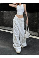 Weiße Baggy Streetwear-Hose