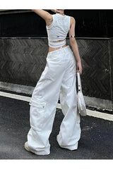 Weiße Baggy Streetwear-Hose