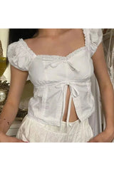 White Cropped Corset Blouse