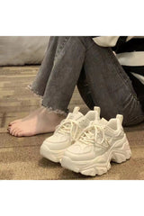 White Designer Platform Sneakers