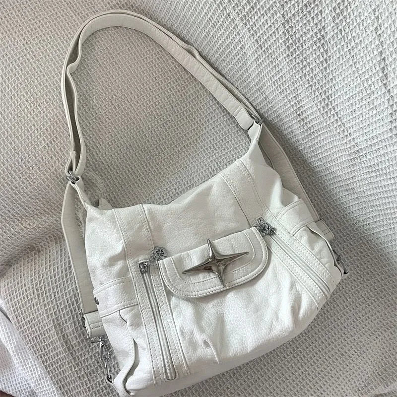 White Goth Large Shoulder Bag