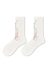 White printed socks