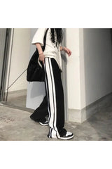 White Striped Wide Leg Pants