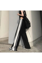 White Striped Wide Leg Pants