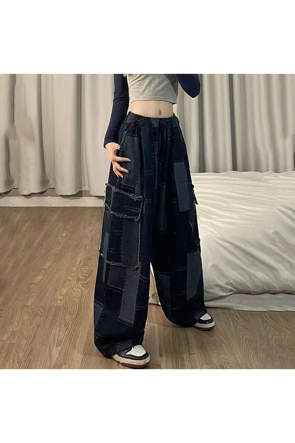 Fall Wide Leg Patchwork Jeans