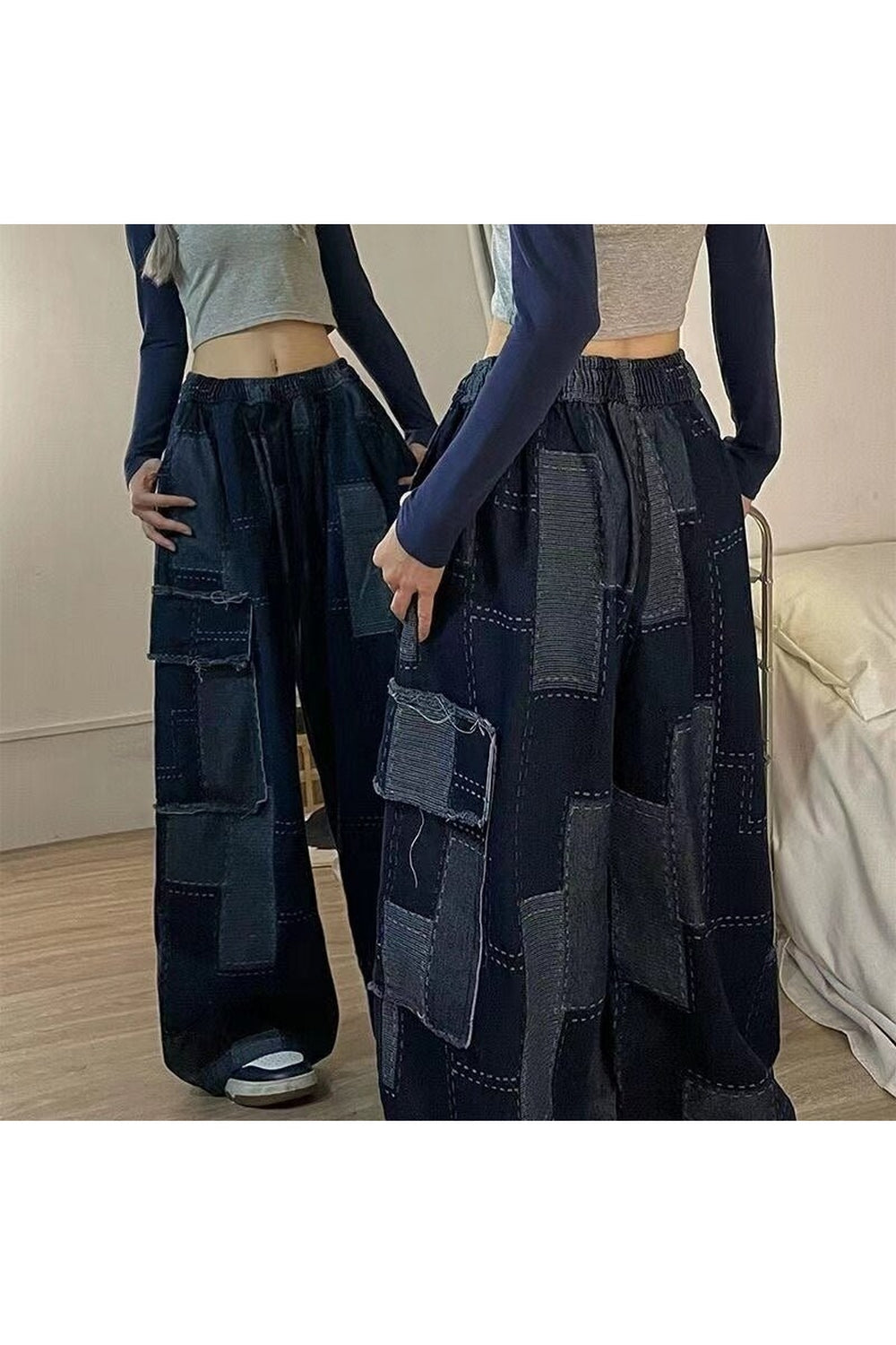 Fall Wide Leg Patchwork Jeans