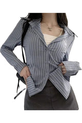 Damen Gestreiftes Stickhemd 