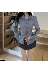 Damen Gestreiftes Stickhemd 