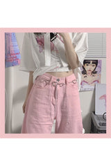 Y2K Baggy-Jeans in Pink