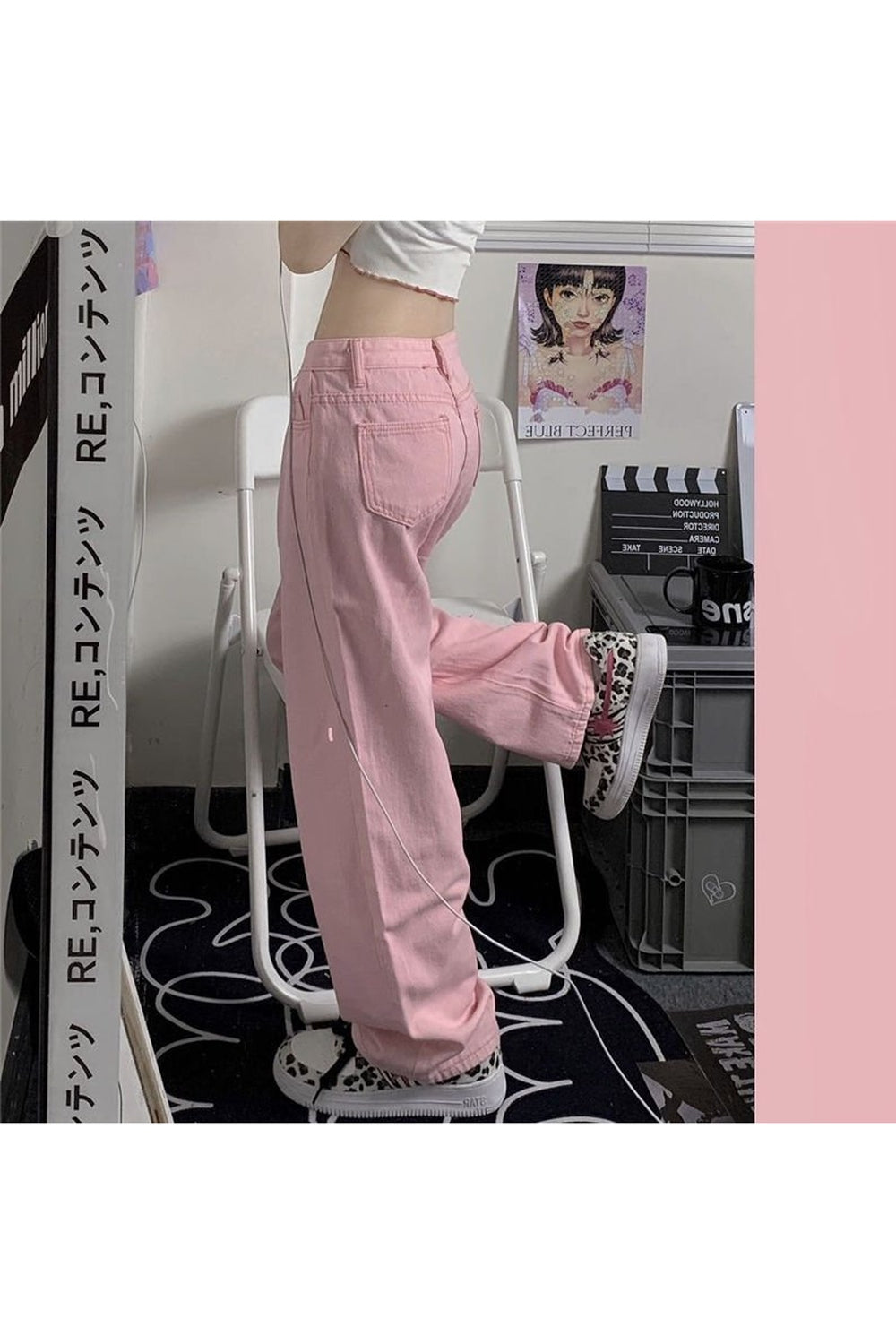 Y2K Baggy-Jeans in Pink