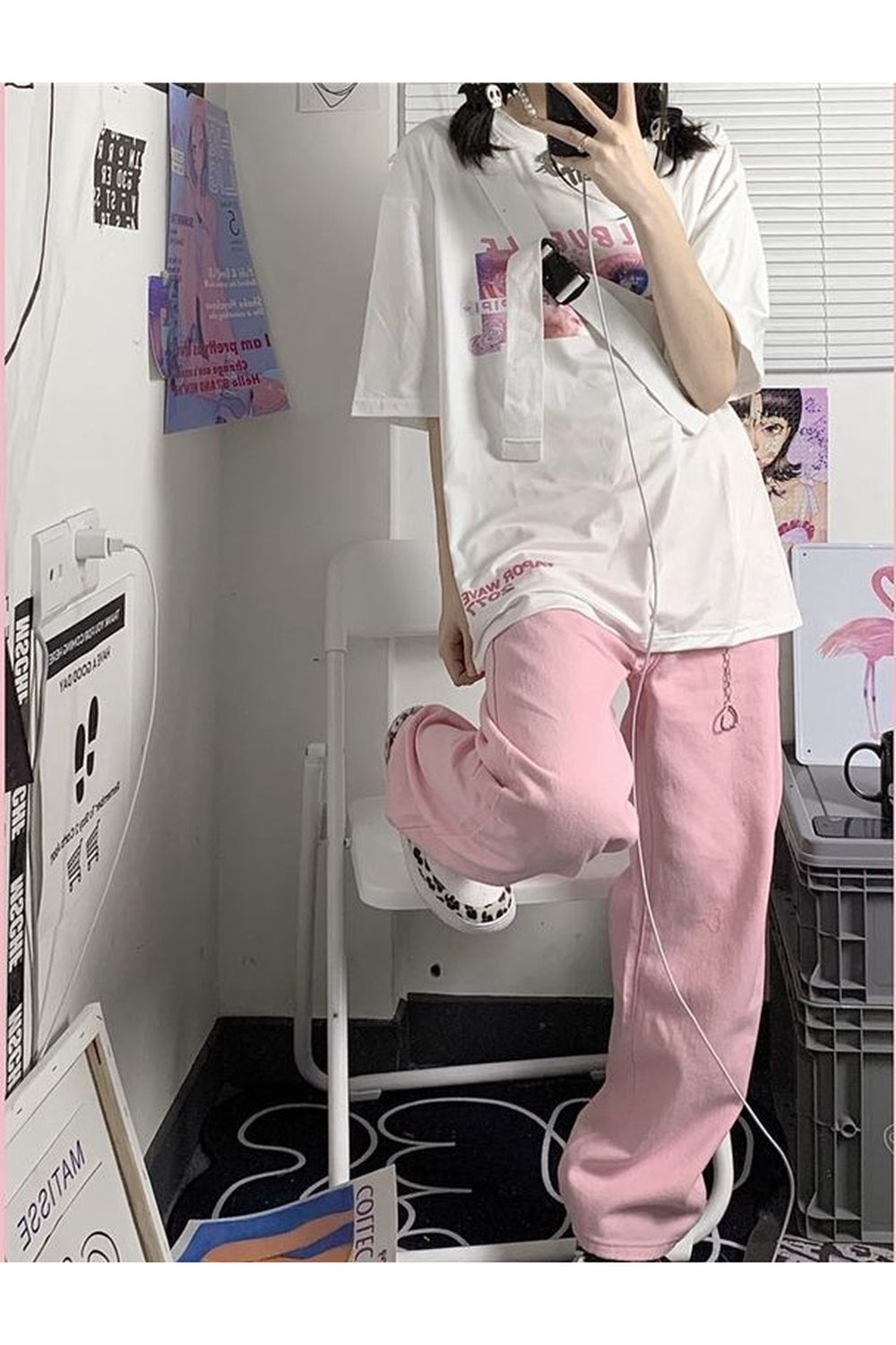 Y2K Baggy-Jeans in Pink