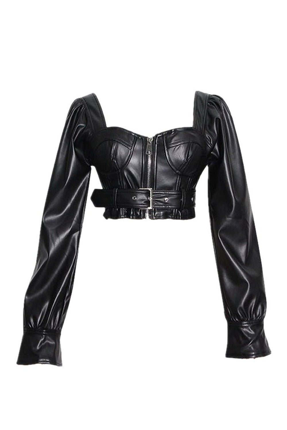 Y2k Black Faux Leather Crop Top