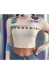 Y2k Cropped Top With Long Sleeve