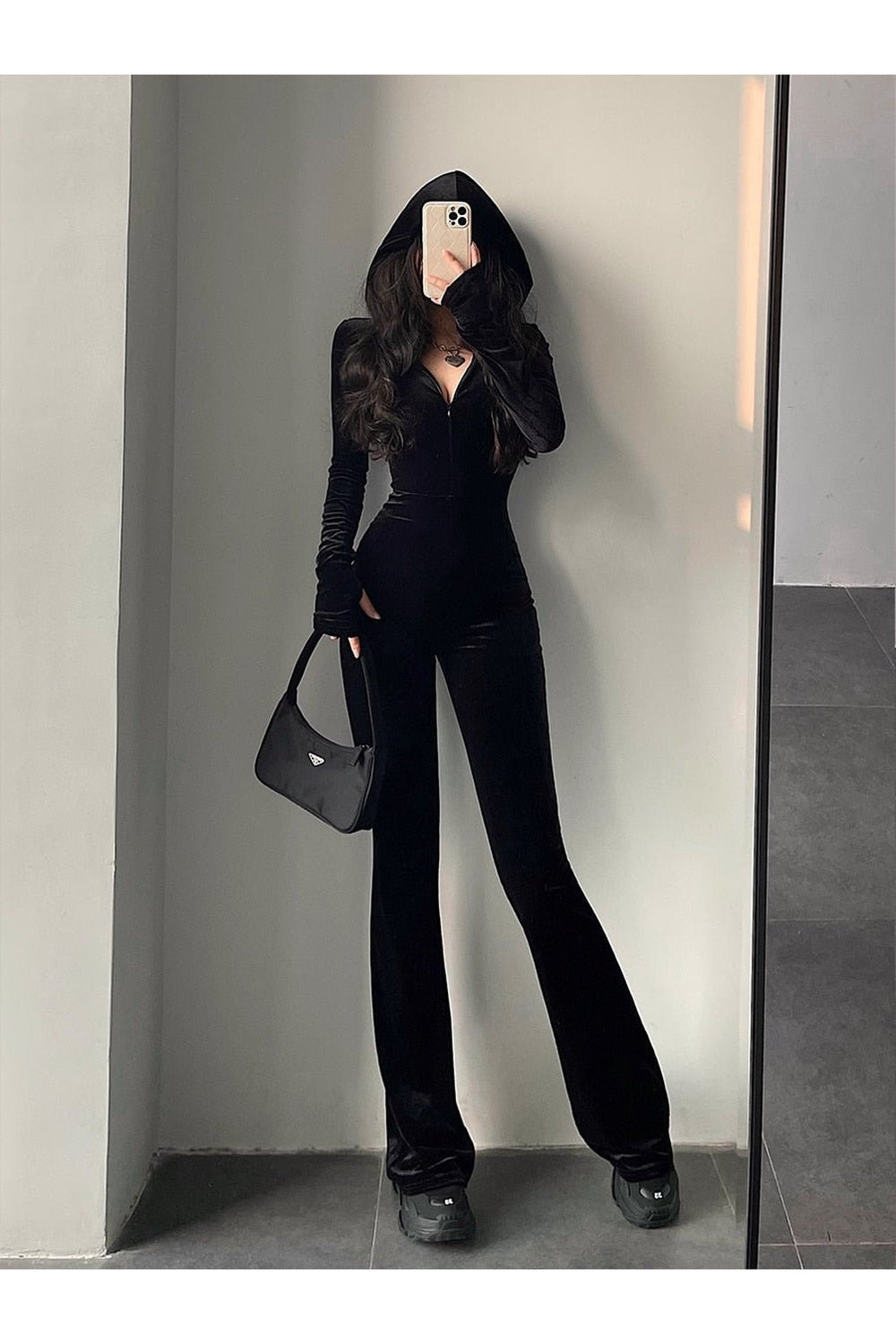 Y2k Black Velvet Tracksuit