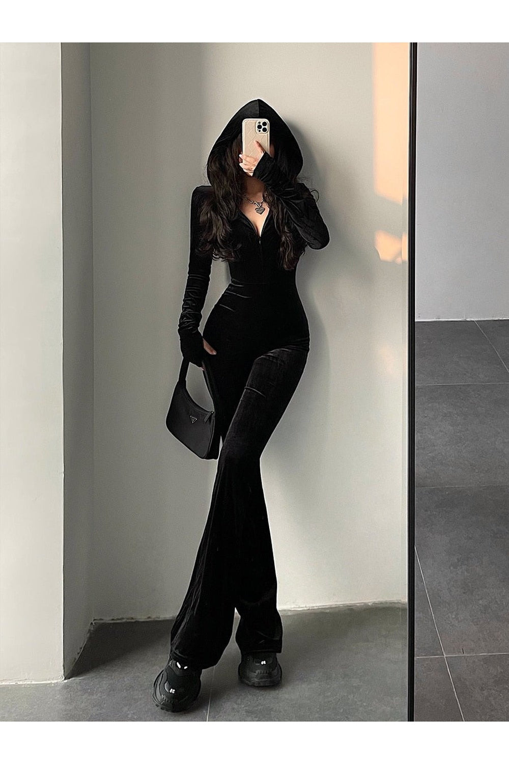 Y2k Black Velvet Tracksuit