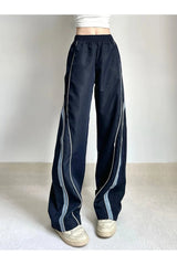 Pantalon de survêtement rayé taille haute Y2K