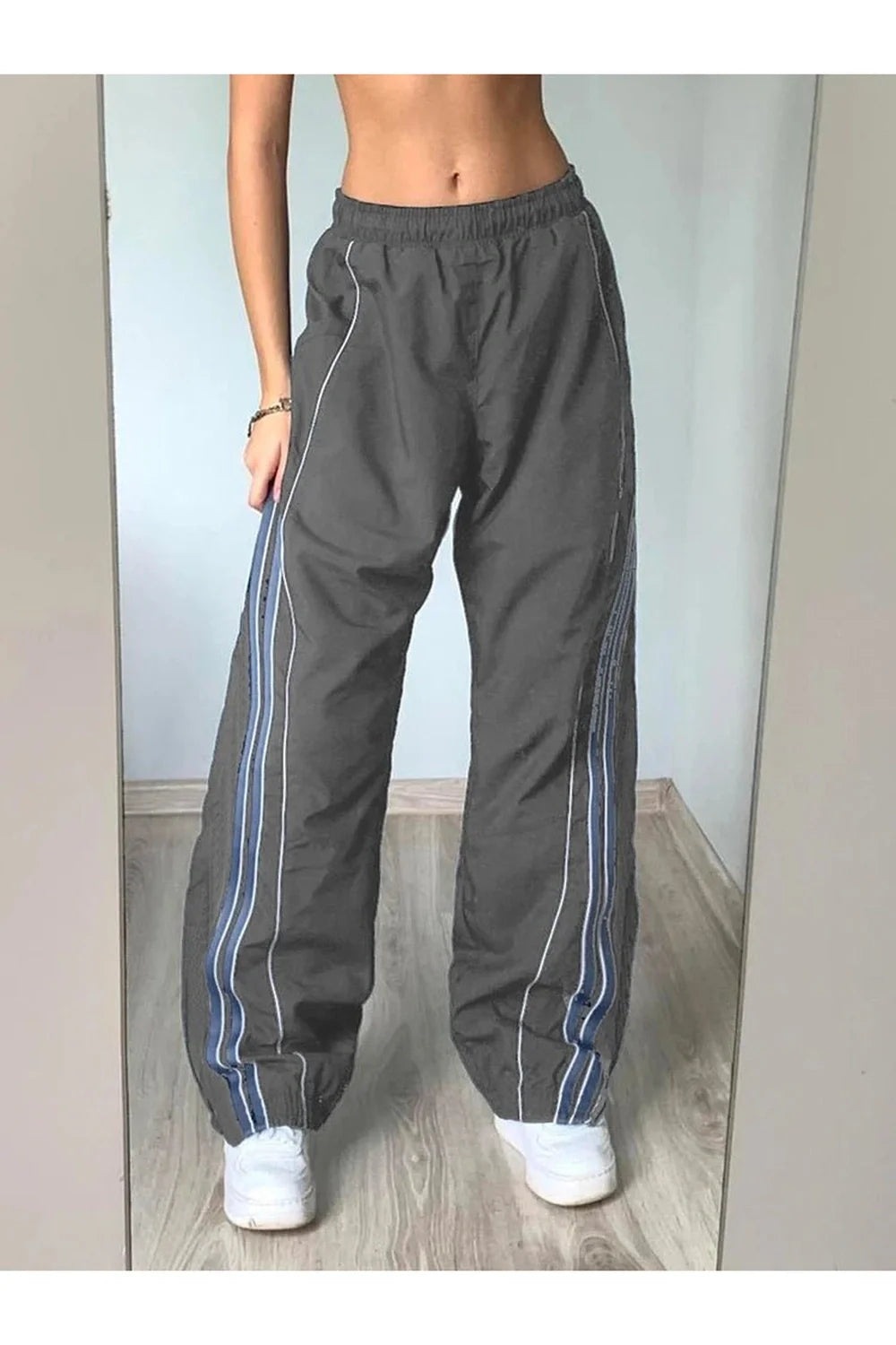 Pantalon de survêtement rayé taille haute Y2K