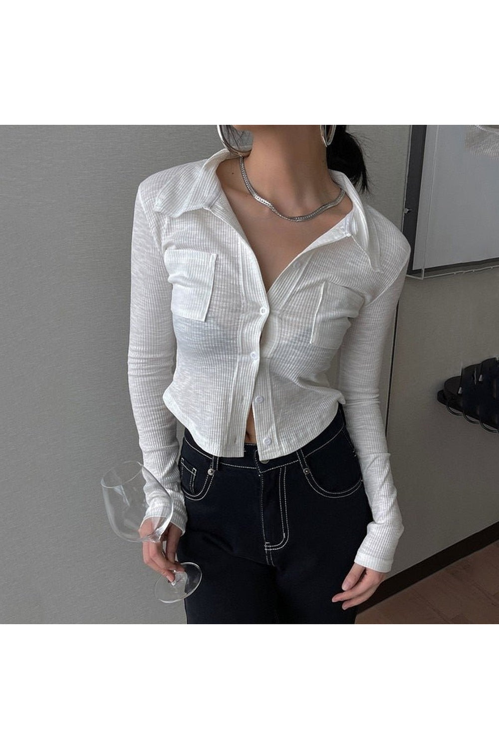 Y2K Unregelmäßiges Crop-Shirt