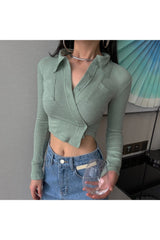 Y2K Unregelmäßiges Crop-Shirt