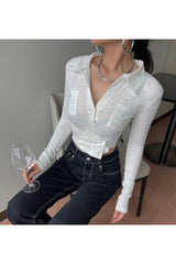 Y2K Unregelmäßiges Crop-Shirt