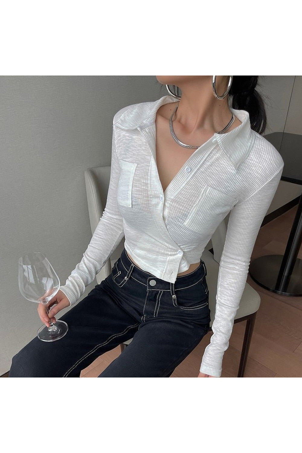 Y2K Unregelmäßiges Crop-Shirt