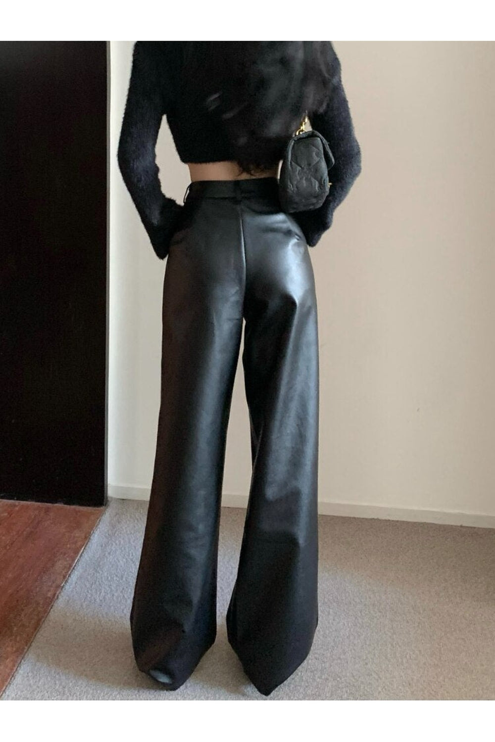 Y2K Leather Wide Leg Pants