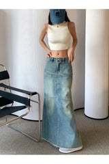 Y2K Jeansrock mit niedriger Taille und Fischschwanz