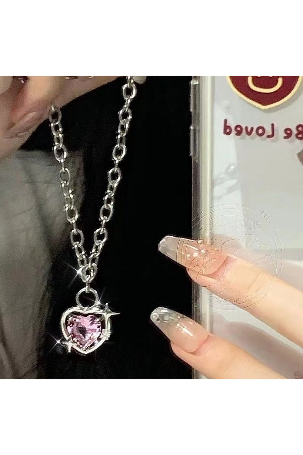 Collier cœur pêche Y2K