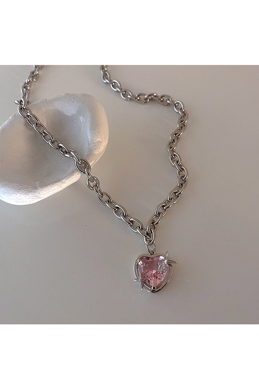 Collier cœur pêche Y2K
