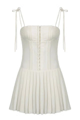 Y2K Pleated Sleeveless Corset Dress