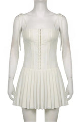 Y2K Pleated Sleeveless Corset Dress