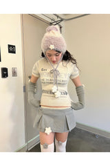 Pull en tricot à manches courtes automne Y2K