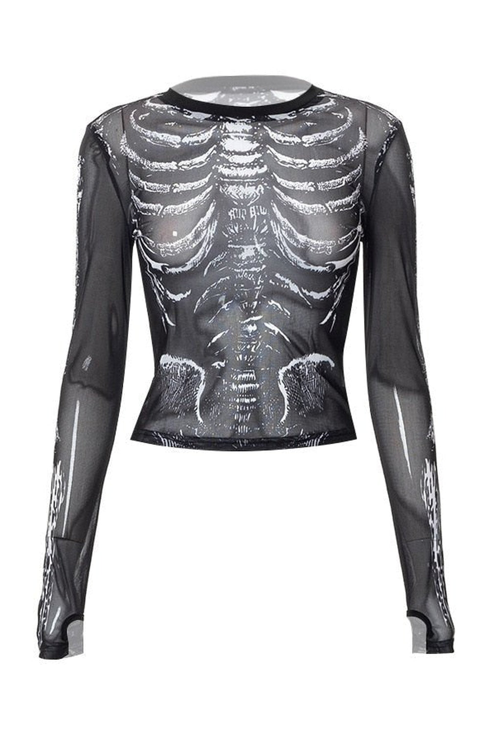 Y2k Skull Print Black  Top