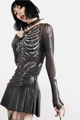 Y2k Skull Print Black  Top