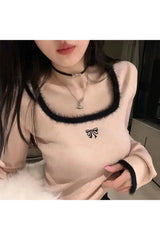 Pull en maille à col carré Y2K
