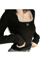 Pull en maille à col carré Y2K