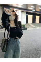 Pull en maille à col carré Y2K