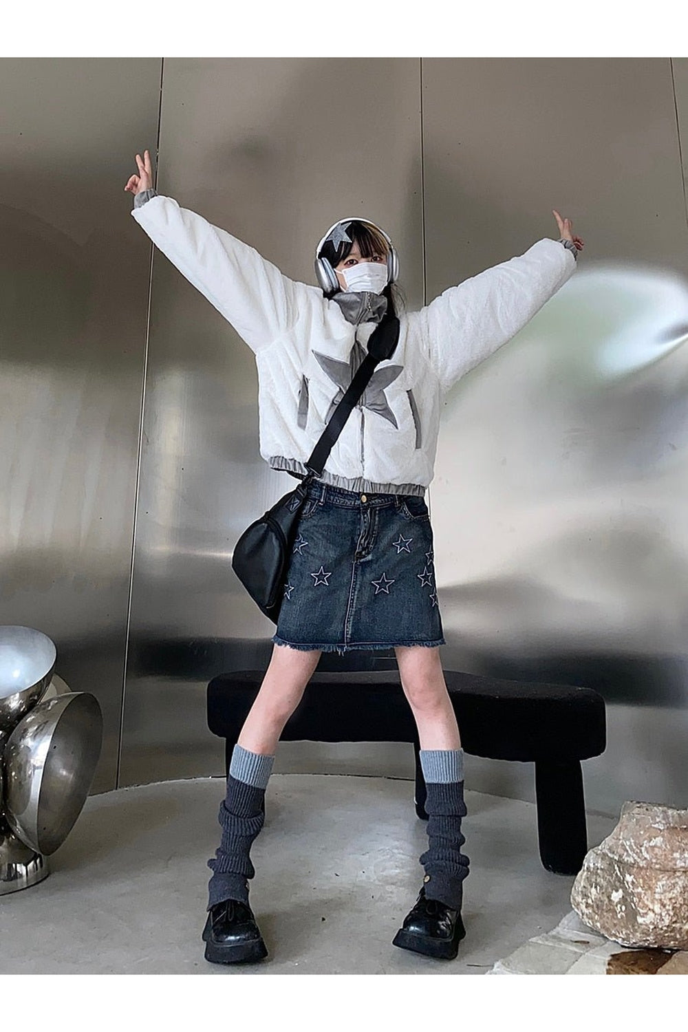 Y2K Star Mini-Jeansrock