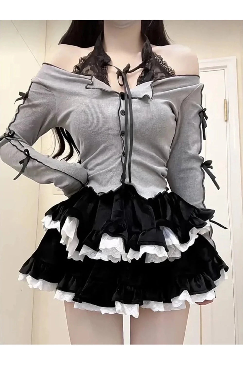 Y2k Top + Rock Zweiteiliges Set
