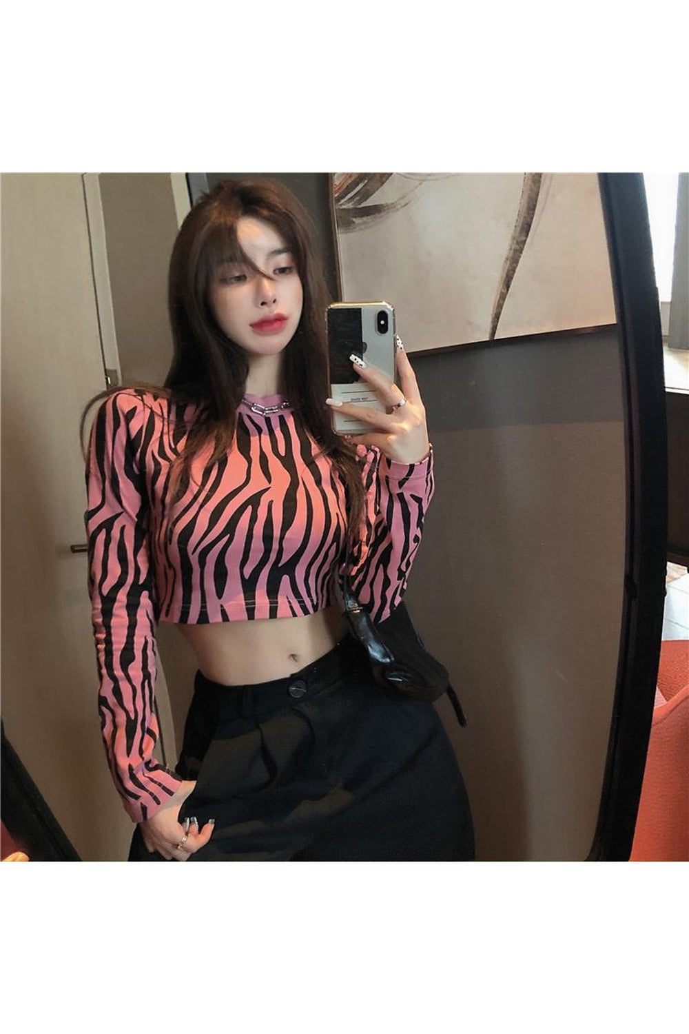 Zebra Long Sleeve Crop Top