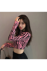 Zebra Long Sleeve Crop Top