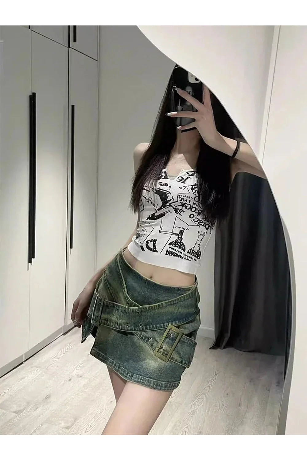 Jeansrock in A-Linie mit Reißverschluss
