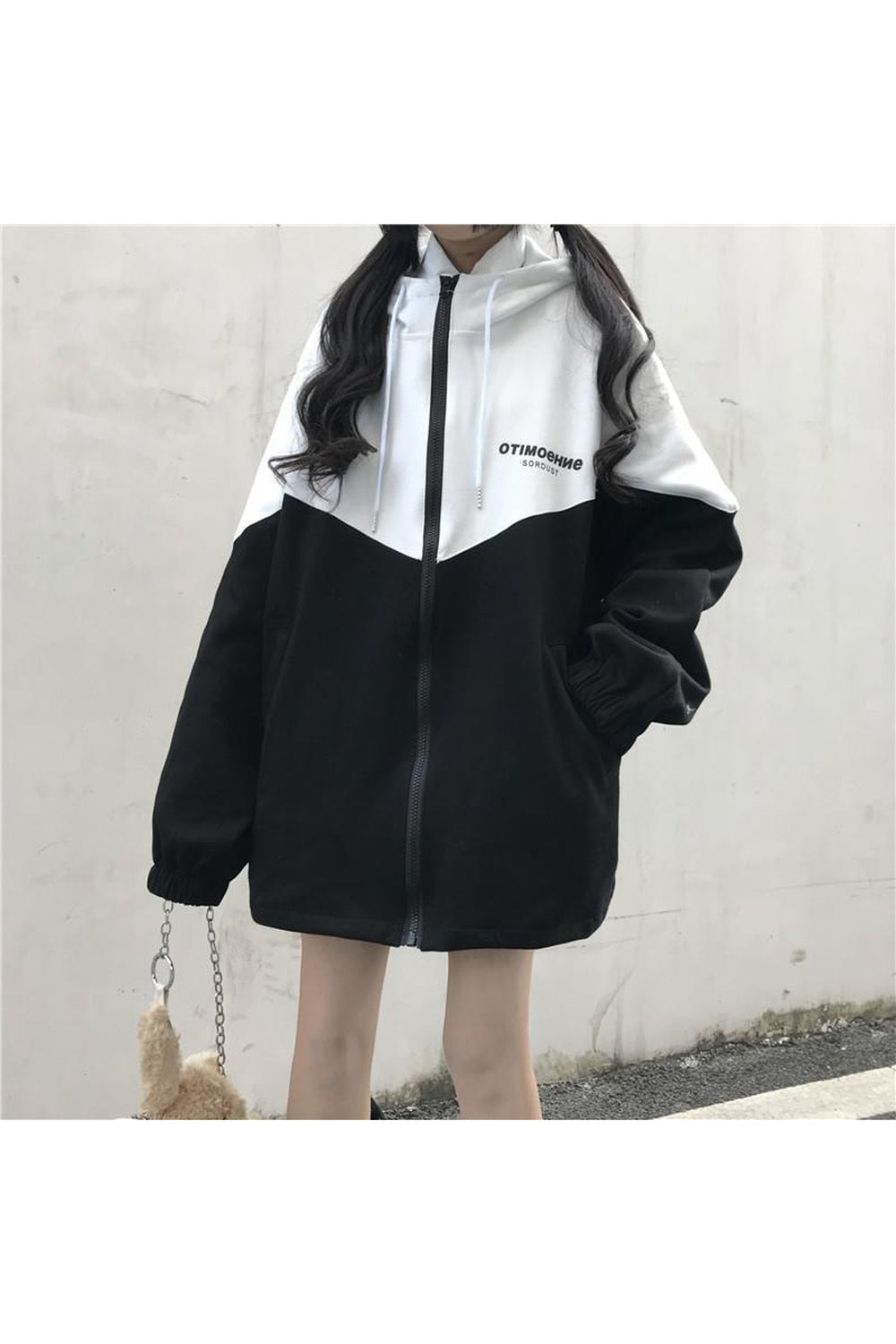 Fall Zipper Hooded Varsity Jacket