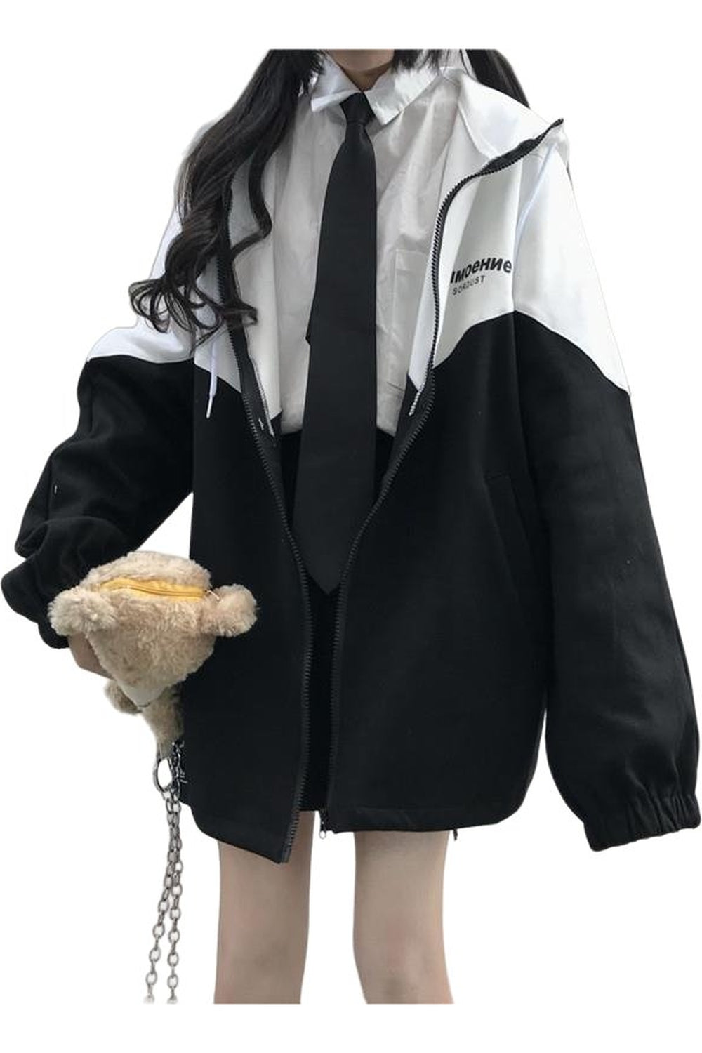 Fall Zipper Hooded Varsity Jacket