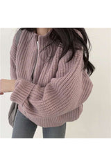 Fall Zipper Knitted Cardigan Sweater